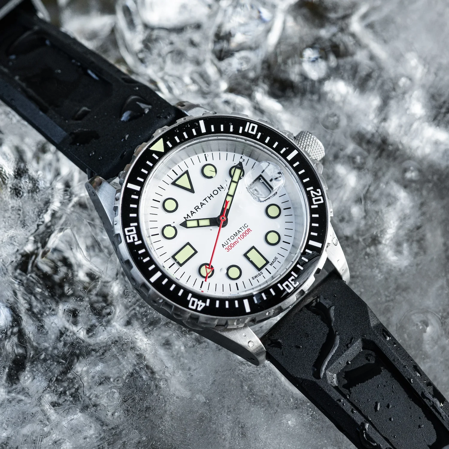 Marathon OSAR-D Automatic 41mm RUBBER ARCTIC 5 -kivääri, kumimainen, aresmaxima.com